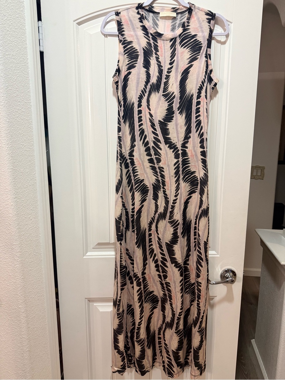 Ulla Johnson Orla Dress Sleeveless Printed Maxi Dress in Blush and Black